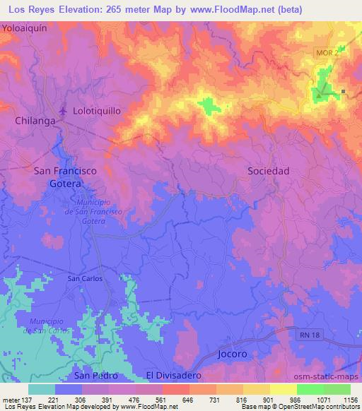 Los Reyes,El Salvador Elevation Map