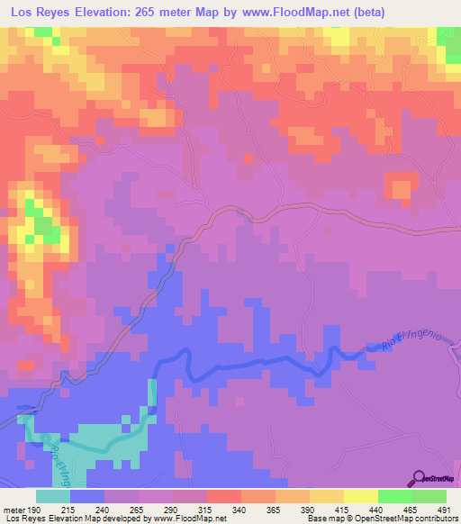 Los Reyes,El Salvador Elevation Map