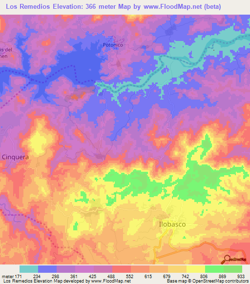 Los Remedios,El Salvador Elevation Map