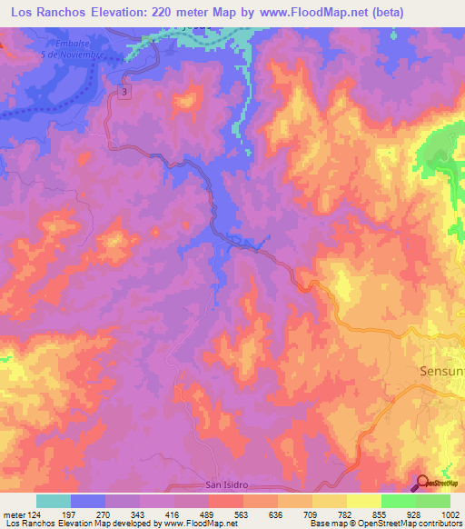 Los Ranchos,El Salvador Elevation Map