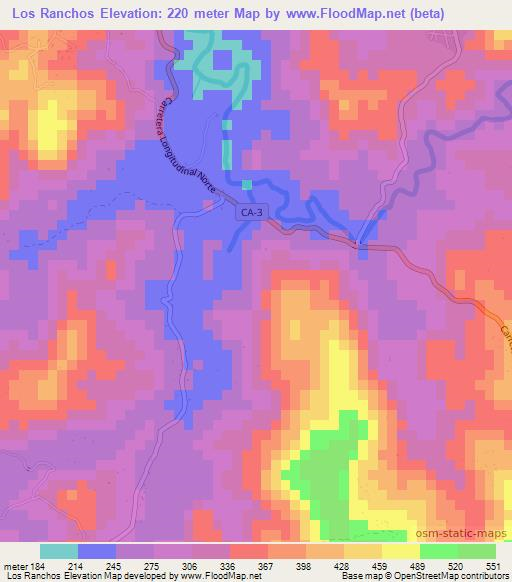 Los Ranchos,El Salvador Elevation Map