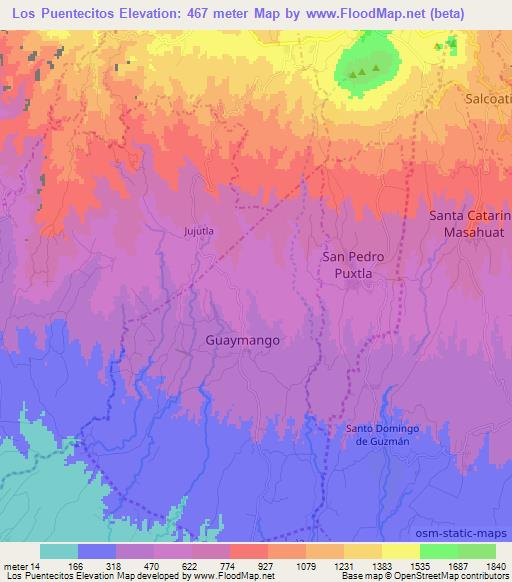 Los Puentecitos,El Salvador Elevation Map