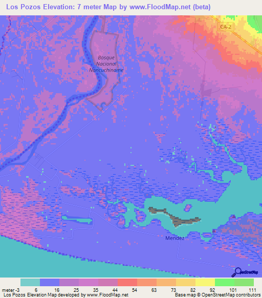 Los Pozos,El Salvador Elevation Map