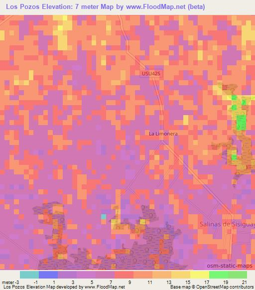 Los Pozos,El Salvador Elevation Map