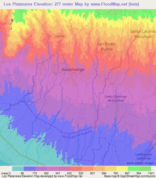 Los Platanares,El Salvador Elevation Map
