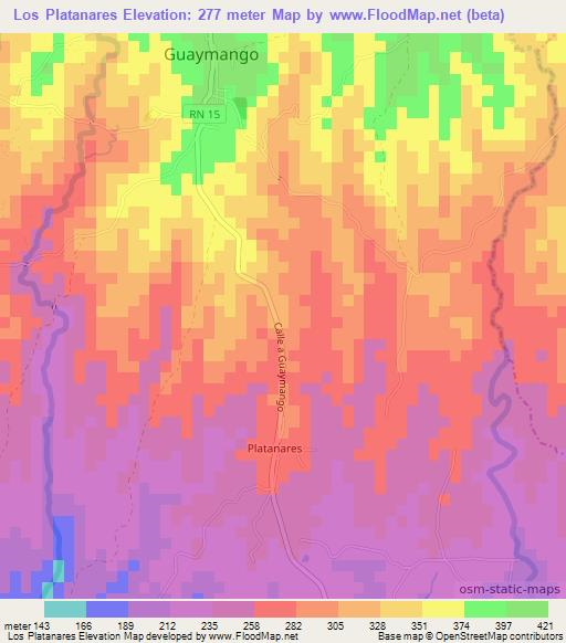 Los Platanares,El Salvador Elevation Map