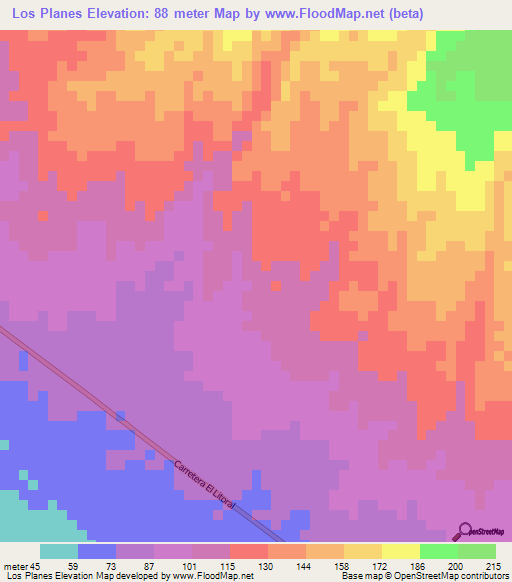 Los Planes,El Salvador Elevation Map