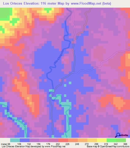 Los Orteces,El Salvador Elevation Map