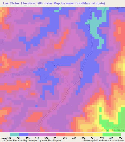 Los Olotes,El Salvador Elevation Map