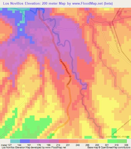 Los Novillos,El Salvador Elevation Map