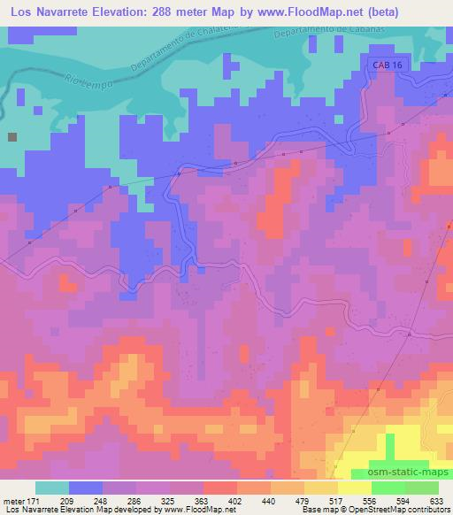 Los Navarrete,El Salvador Elevation Map