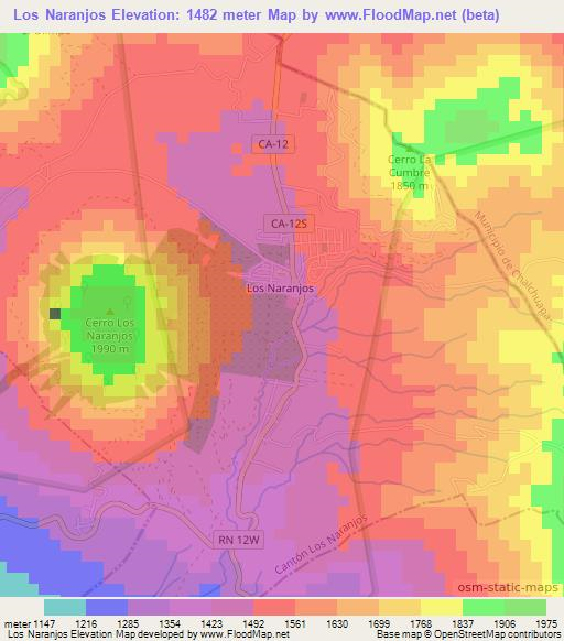 Los Naranjos,El Salvador Elevation Map