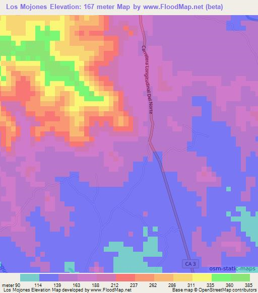 Los Mojones,El Salvador Elevation Map