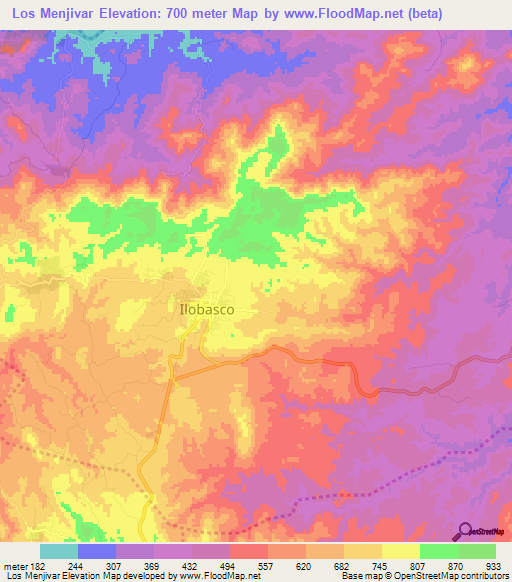 Los Menjivar,El Salvador Elevation Map