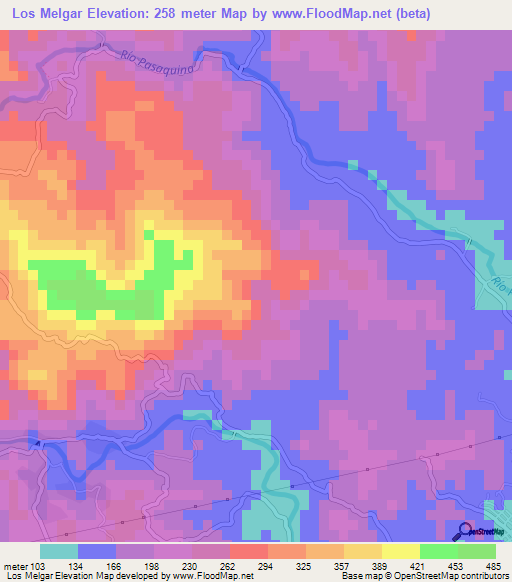 Los Melgar,El Salvador Elevation Map