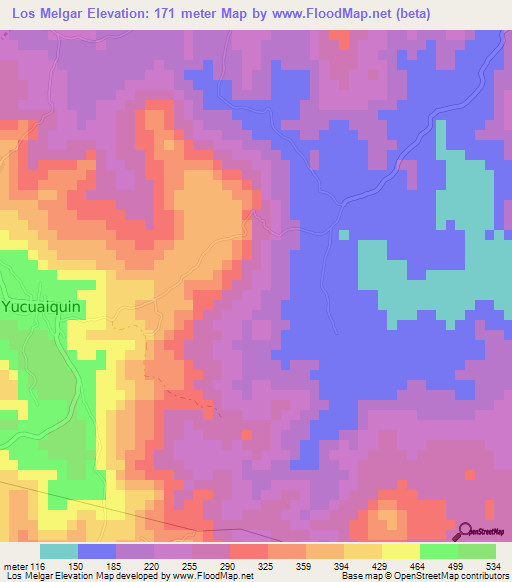 Los Melgar,El Salvador Elevation Map
