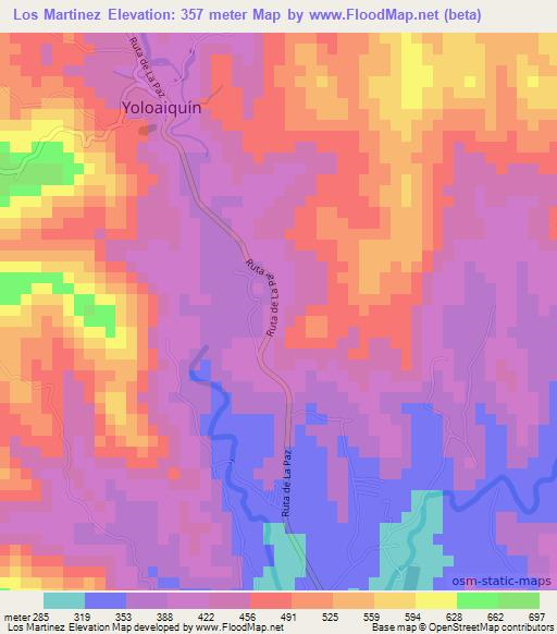 Los Martinez,El Salvador Elevation Map