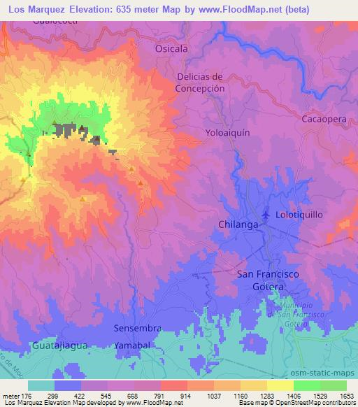 Los Marquez,El Salvador Elevation Map