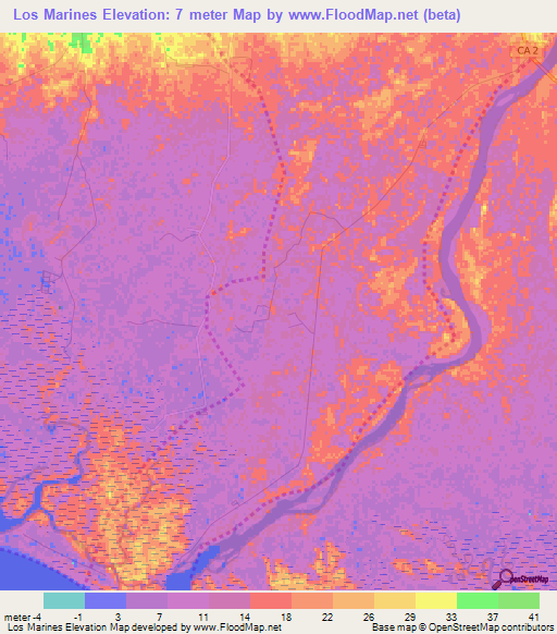 Los Marines,El Salvador Elevation Map