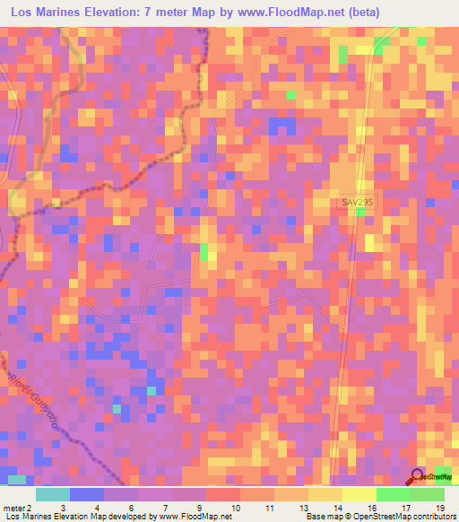 Los Marines,El Salvador Elevation Map