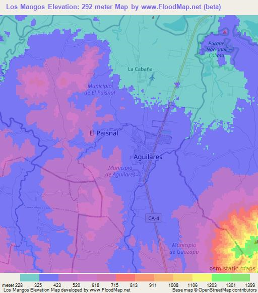 Los Mangos,El Salvador Elevation Map