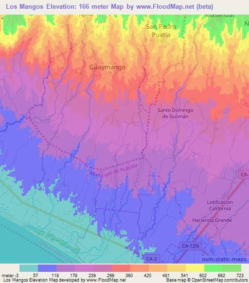 Los Mangos,El Salvador Elevation Map