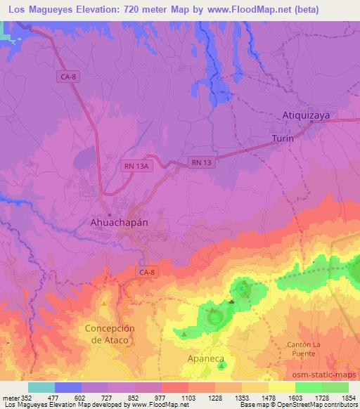 Los Magueyes,El Salvador Elevation Map