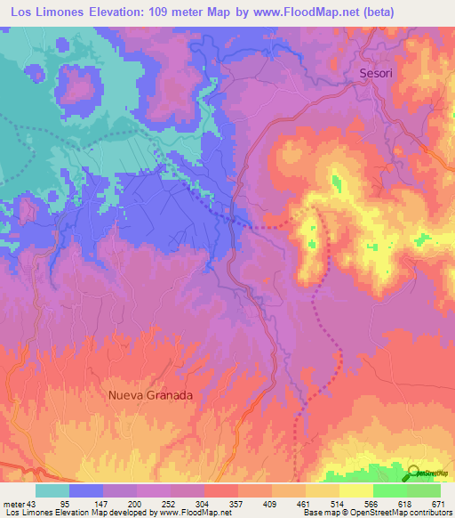 Los Limones,El Salvador Elevation Map