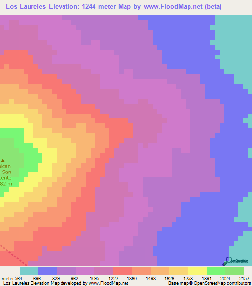 Los Laureles,El Salvador Elevation Map