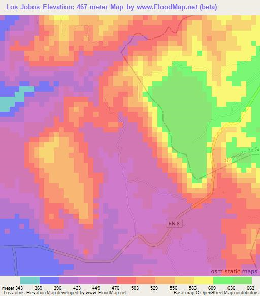 Los Jobos,El Salvador Elevation Map