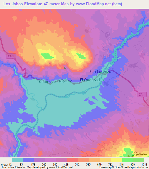 Los Jobos,El Salvador Elevation Map