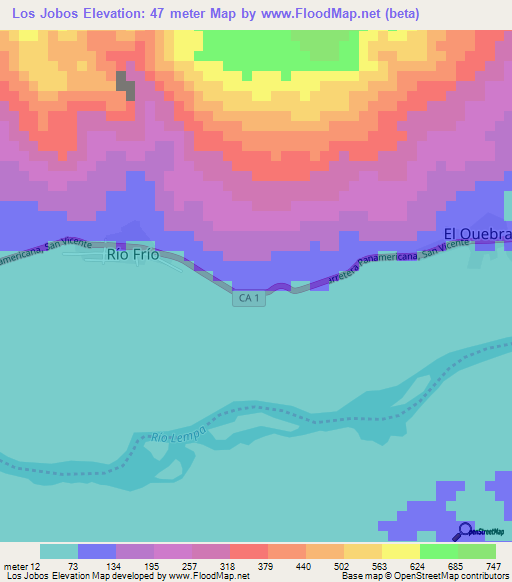 Los Jobos,El Salvador Elevation Map