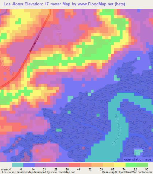 Los Jiotes,El Salvador Elevation Map