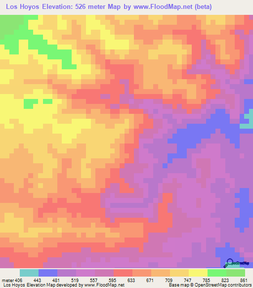 Los Hoyos,El Salvador Elevation Map