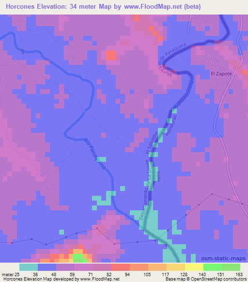 Horcones,El Salvador Elevation Map