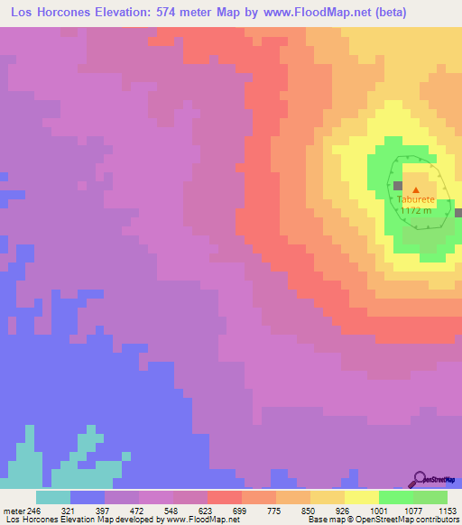 Los Horcones,El Salvador Elevation Map