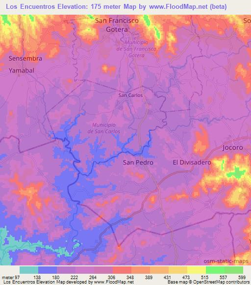 Los Encuentros,El Salvador Elevation Map