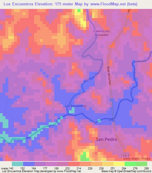 Los Encuentros,El Salvador Elevation Map