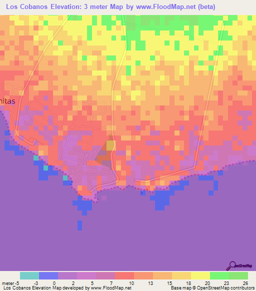 Los Cobanos,El Salvador Elevation Map