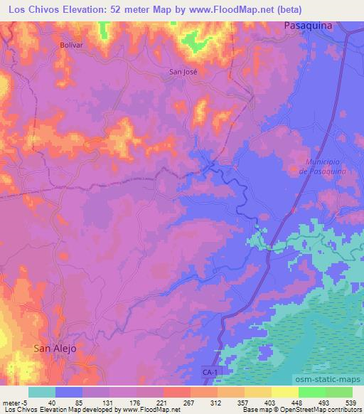 Los Chivos,El Salvador Elevation Map