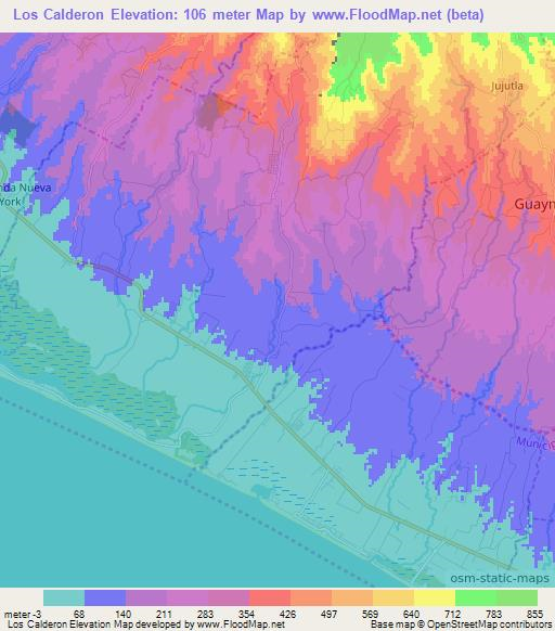 Los Calderon,El Salvador Elevation Map