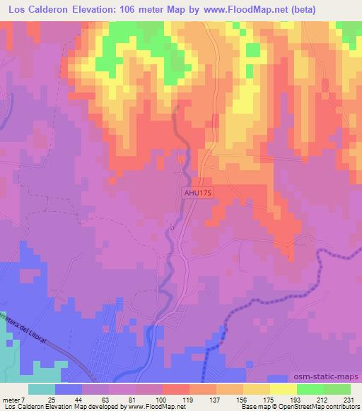 Los Calderon,El Salvador Elevation Map