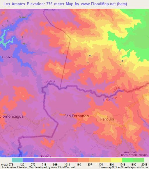 Los Amates,El Salvador Elevation Map
