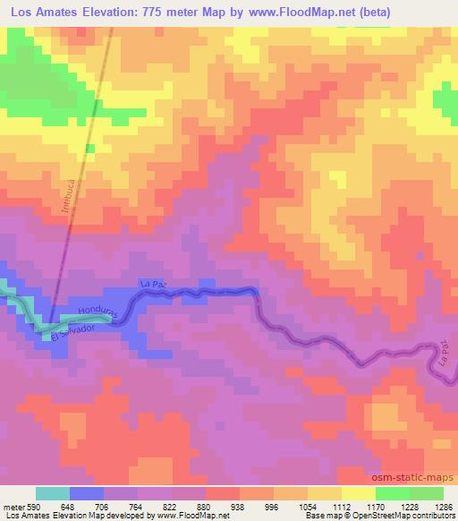 Los Amates,El Salvador Elevation Map