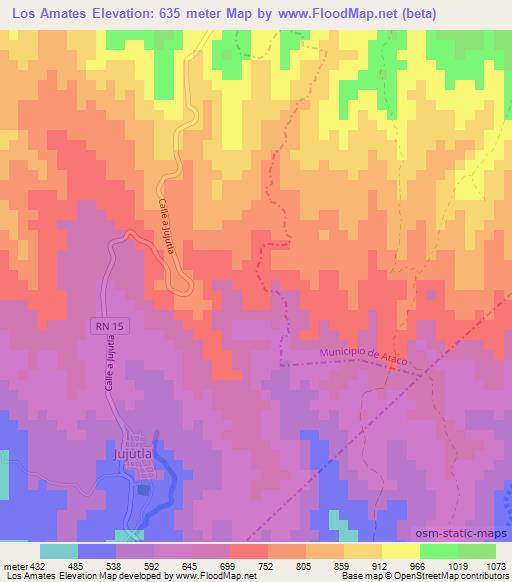 Los Amates,El Salvador Elevation Map