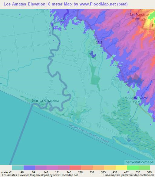 Los Amates,El Salvador Elevation Map