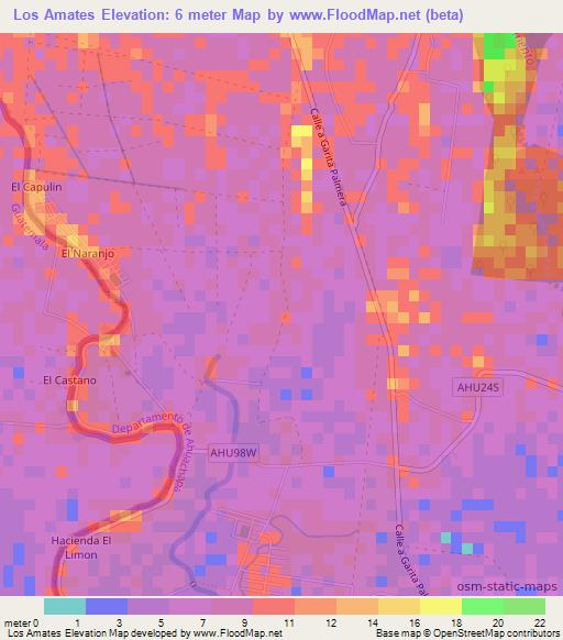 Los Amates,El Salvador Elevation Map