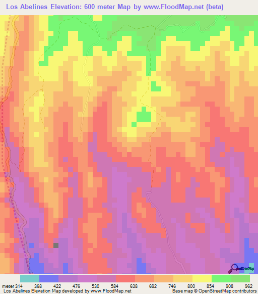 Los Abelines,El Salvador Elevation Map