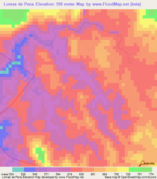 Lomas de Pena,El Salvador Elevation Map
