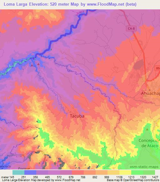 Loma Larga,El Salvador Elevation Map